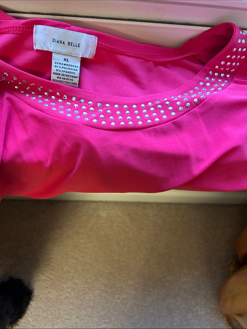 Dana Buchman Bright Red Studded Scoop Neck Tank
